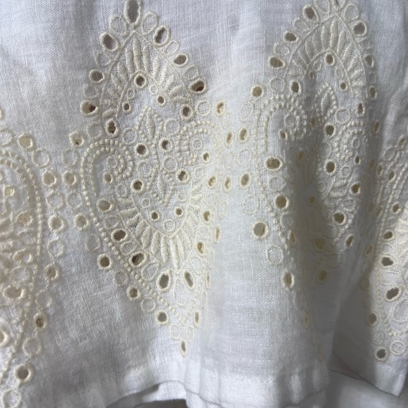 NEW Cynthia Rowley Women’s 100% Linen Pants White/ Yellow Wide Leg Ankle Size L - Picture 2 of 4